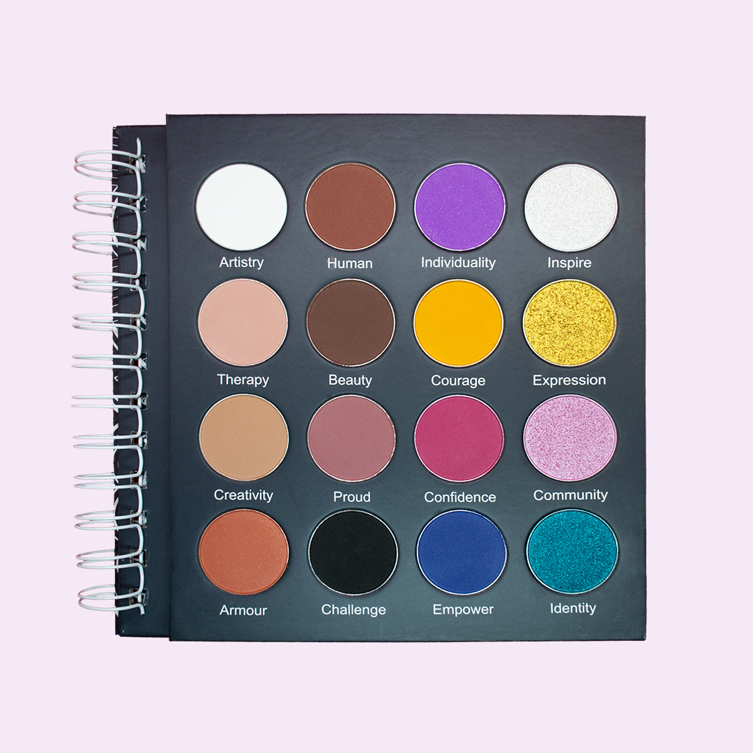 The Makeup Therapy Palette on a light purple background.